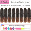 Picture of Ombre Brown Passion Twist Hair 14 Inch 8 Packs Water Wave Crochet Hair Braiding Hair Bohemian Spring Twist Hair Crochet Braids Synthetic Hair Extension (14 Inch, T30)