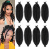 Picture of 8 Packs Springy Afro Twist Hair Pre-Separated Kinky Marley Twist Braiding Hair Soft Synthetic Crochet for Distressed Faux Locs Spring Twist Hair Extensions for Women… (16 Inch (Pack of 8), 1B)……
