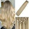 Picture of WindTouch Clip in Hair Extensions Human Hair Balayage Mixed Bleach Blonde 15Inch 70g Highlights for Blonde Remy Hair 7PCS #18P613 Gift for Women