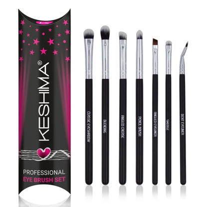 Picture of Keshima Professional Eye Makeup Brushes Set with Eyeshadow Brush, Eye Shadow Blending Brush, Smudge, Angled Crease, Pencil, Angled Eyeliner and Bent Eyeliner Brushes