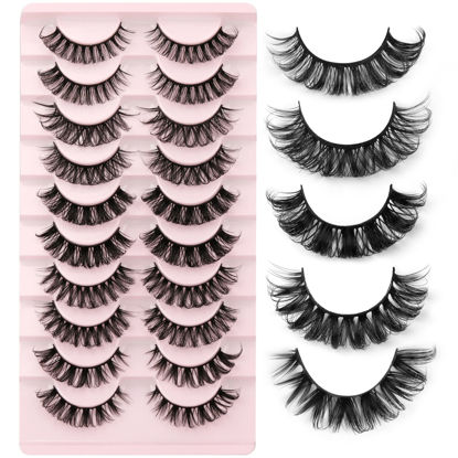 Picture of Eyelashes Russian Volume Strip Lashes 5 Styles Mixed Natural Wispy D Curly Mink False Eyelashes Look Like Extensions 10 Pairs by Yawamica