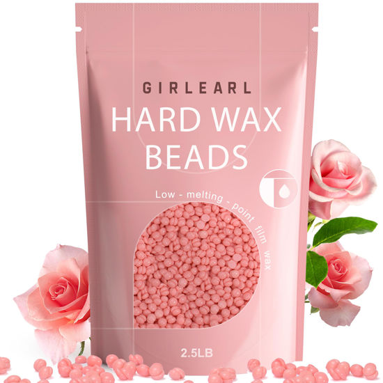 Picture of GIRLEARLE Hard Wax Beads for Hair Removal, 2.5lb, Rose Oil Infused, Brazilian Bikini Wax for Women Men, Sensitive Skin, Full Body Legs Face Underarms Waxing Beads