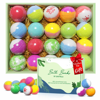 Picture of Bath Bombs for Women Gift Set, 20 Organic Bath Bombs with Essential Oil, Valentines Day Gifts, Handmade SPA Bubble Bath Bombs for Relaxing, Gift for Her/Him, Women, Girls, Wife, Mother, Birthday