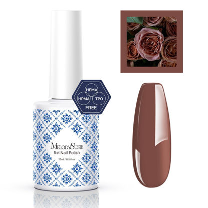 Picture of MelodySusie Fleurwee Plant-based UV Gel Nail Polish Hema Free 21 Non-Toxic Cappuccino Brown P28 Long Lasting No Chip Christmas Gel Polish Gifts for Her Finger Toe Fall Nail Art Salon Manicure at Home