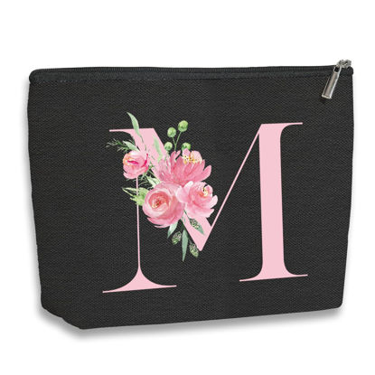 Picture of kdxpbpz A-Z Personalized Cosmetic Bag Monogrammed Makeup Bags Bridesmaid Gifts Custom Toiletry Pouch Gifts for Women Mom Best Friend Sister Bride Bridesmaid (M)