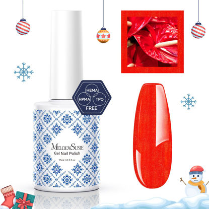 Picture of MelodySusie Fleurwee Plant-based UV Gel Nail Polish Hema Free 21 Non-Toxic Glitter Red Tiny P38 Christmas Gel Polish Long Lasting No Chip Gifts for Her Finger Toe Nail Art Salon Manicure at Home