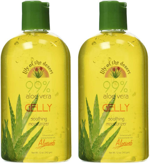 Picture of Lily Of The Desert Gelly Moisturizer - 99% Organic Aloe Vera Gel for Skin, After Sun Care with Aloe, Vitamin E Oil, and Vitamin C for Sunburn Relief, 12 Fl Oz (Pack of 2)