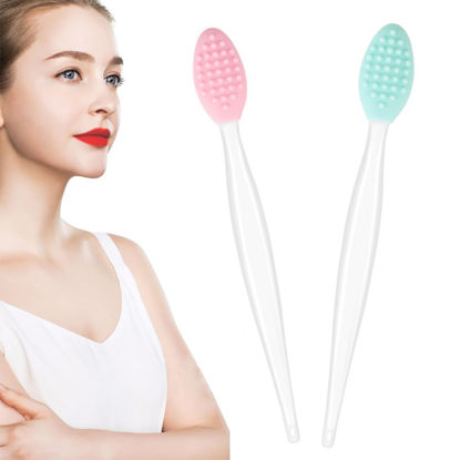 Picture of Lip Scrub Brush Lip Scrubber Tool Lip Exfoliator Brush Silicone Lip Brush Exfoliating Lip Brush Lip Scrub Tool for Dark Lips