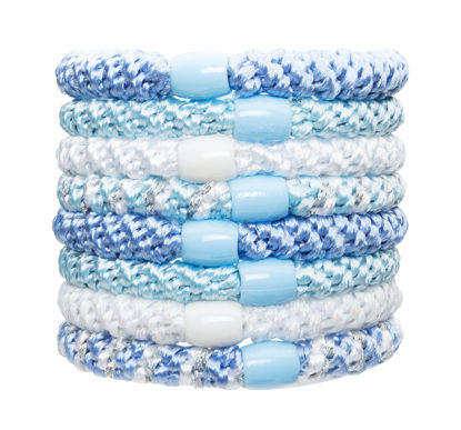 Picture of L. Erickson Grab & Go Pony - Caribbean - 8 Pack Ponytail Holder Hair Ties - Blue Mix