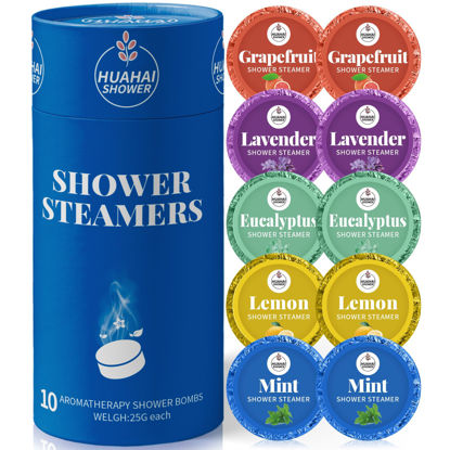 Picture of Shower Steamers Aromatherapy, 10-Pack Shower Bombs Mens Valentines Day Gifts for Him Her, Birthday Gifts for Wife, Women, Mom, Organic Lavender Mint Grapefruit Lemon Eucalyptus Oils