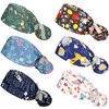 Picture of Honoson 6 Pcs Scrub Caps Women Nursing Hats with Buttons Adjustable Bouffant Nurse Ponytail Holder Turban (Cute Patterns)
