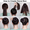 Picture of YaFex Bun Maker Kit - Donut Hair Accessory Set with Large, Medium, Small Sizes, Elastic Ties, and Black Bobby Pins