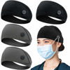 Picture of ABAMERICA Headbands with Button for Mask, Wide Nurses Headbands Non Slip Elastic Ear Protection for Women Men Doctors Sweatband Head Wrap