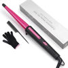 Picture of Hair Curling Wand, 0.5-1Inch Tapered Curling Iron, Professional Ceramic Hair Curler Wand with Heat-Resistant Glove, Dual Voltage (Rose Gold)