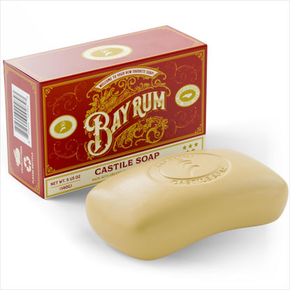 Picture of Carolina Castile Soap Vegan Bay Rum Castile Bar Soap - Bar of Natural Soap for Men, Women, and Kids - Gentle, Hydrating Castile Soap Bars with Organic Cocoa Butter and Olive Oil, 5 Oz.