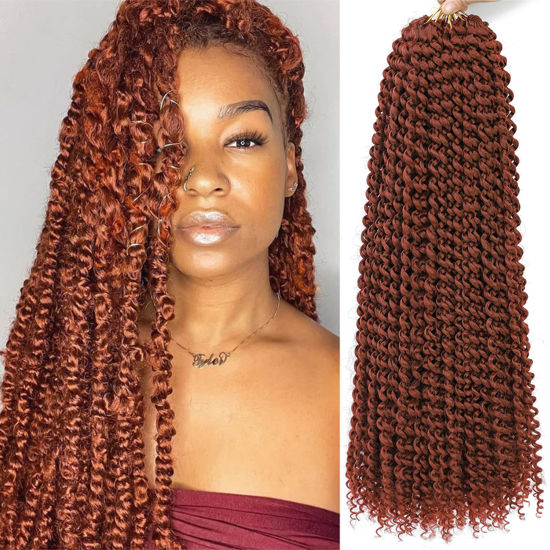 Picture of Alrence Passion Twist Hair Ginger 18 Inch 8 Packs Water Wave Crochet Hair Curly Braiding Hair Long Spring Twist Hair Crochet Braids Synthetic Hair Extension (18 Inch (Pack of 8), 350#)