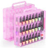 Picture of Nail Polish Organizer Pack of 2, Portable 48 Bottles Clear Nail Polish Holder with Adjustable Divider, Gel Nail Polish Storage Double Side Nail Polish Organizer Case for Nail Tech Pink