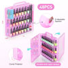 Picture of Nail Polish Organizer Pack of 2, Portable 48 Bottles Clear Nail Polish Holder with Adjustable Divider, Gel Nail Polish Storage Double Side Nail Polish Organizer Case for Nail Tech Pink