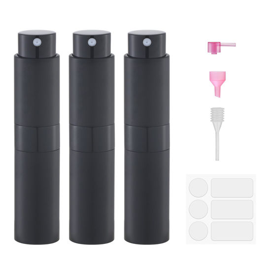 Picture of Fusupak Perfume Atomizer Travel Refillable Bottle: Cologne Sprayer Portable for Men - Mini Spray Empty for Refill - 8ml Small Size Black