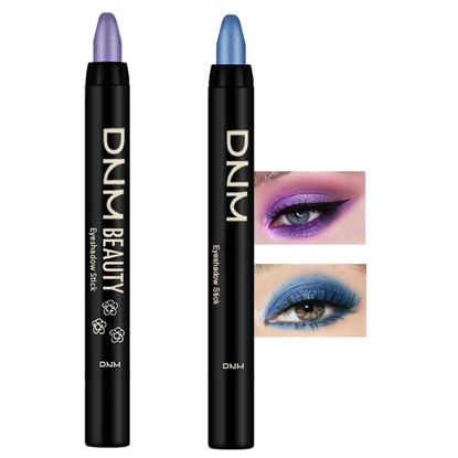 Picture of Kaely 2Pcs Cream Eyeshadow Stick Set for Eyes,Vioiet & Royal Blue Shimmer Pen,Eye Brightener Halloween Makeup,sombras para ojos,Smooth Eye Shadow Highlighter Crayon Pencil Waterproof,09+13