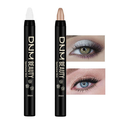 Picture of Kaely 2Pcs Cream Eyeshadow Stick Set for Eyes,Pearl White & Mocha Beige Shimmer Pen,Eye Brightener Halloween Makeup,sombras para ojos,Smooth Eye Shadow Highlighter Crayon Pencil Waterproof,01+14