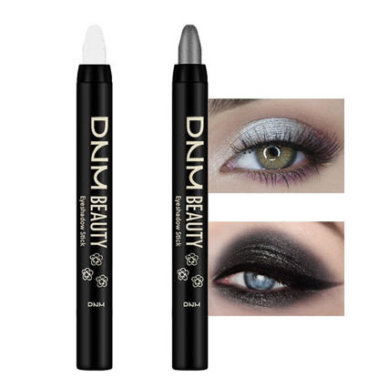 Picture of Kaely 2Pcs Cream Eyeshadow Stick Set for Eyes,Pearl White & Pearl Black Shimmer Pen,Eye Brightener Halloween Makeup,sombras para ojos,Smooth Eye Shadow Highlighter Crayon Pencil Waterproof,01+03