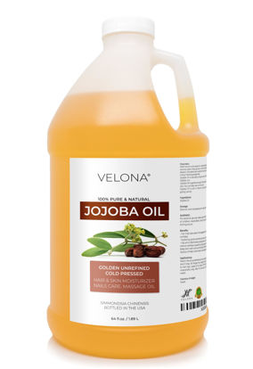 Picture of Jojoba Oil - 64 oz | 100% Pure and Natural | Golden, Unrefined, Cold Pressed, Hexane Free | Moisturizing Face, Hair, Body, Skin Care, Stretch Marks, Cuticles