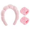 Picture of Sponge Spa Headband for Women, Makeup Headband and Wrist Washband Set Pink Skincare Headband for Face Washing,Teen Girl Pink Gifts Valentine's Day Trendy Stuff