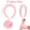 Picture of Sponge Spa Headband for Women, Makeup Headband and Wrist Washband Set Pink Skincare Headband for Face Washing,Teen Girl Pink Gifts Valentine's Day Trendy Stuff