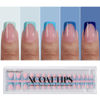Picture of BTArtboxnails XCOATTIPS French Tip Press On Nails - Blue Press On Nails Short, Square Fake Nail Tips, 160Pcs Soak Off Soft Gel Acrylic Nail Extension in 16 Sizes