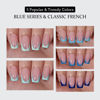 Picture of BTArtboxnails XCOATTIPS French Tip Press On Nails - Blue Press On Nails Short, Square Fake Nail Tips, 160Pcs Soak Off Soft Gel Acrylic Nail Extension in 16 Sizes