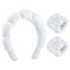 Picture of WSICSE Spa Headband for Washing Face, Sponge Skincare Headband and Wrist Washband Set White Makeup Headband for Skincare, Shower for Women Christmas Gifts