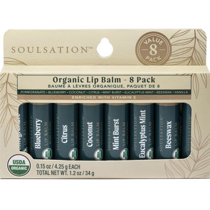 Picture of Soulsation Organic Lip Balm Set, 8 Flavors - Moisturizing for Cracked & Dry Lips