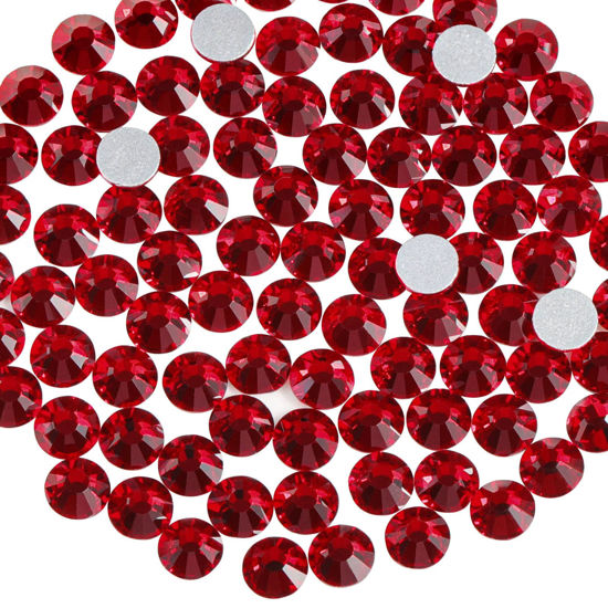 Picture of Beadsland 288pcs Flat Back Crystal Rhinestones Round Gems for Nail Art and Craft Glue Fix,Dark Siam,SS34,7.1-7.3mm