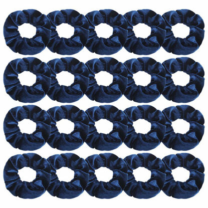 Picture of 20Pcs Didder Velvet Scrunchies: Soft Elastics Hair Ties in Dark Blue, Bobbles Ropes Hair Bands for Women and Girls