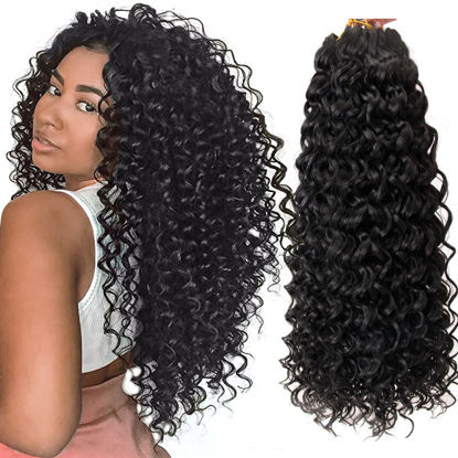 Picture of 8 Packs Curly Crochet Hair GoGo Curl Crochet hair for Women Natural Black Deep Wave Braiding hair,Synthetic Bohemian Crochet Braid Water Wave Crochet hair Extensions(18inch, 1B)