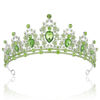Picture of SuPoo Tiaras for Girls Green Crown Crystal Birthday Crown Wedding Tiaras Purple Gems Rhinestone Headband Hair Accessories Princess Decoration for Halloween Party Prom Gifts