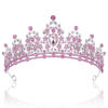 Picture of SuPoo Pink Crown Tiaras for Women Crystal Princess Crown Headband Birthday Queen Rhinestone Birthday Gift Quinceanera Crown for Wedding Party Prom Halloween Cosplay Accessories