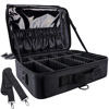Picture of gzcz Large Capacity Travel Makeup Train Case 16.5 Inches Professional Makeup Cosmetic Case Portable Artist Cosmetics Brushs Organizer Storage Bag With Adjustable Dividers And Shoulder Strap (Black)