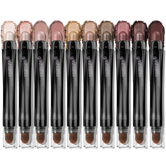 Picture of LUXAZA PRO 10PCS Eyeshadow Stick,Shimmer And Matte Brown Metallic Cream Eyeshadow Pencil Crayon with Smudge-proof & Waterproof,Eye Brightener Stick - Espresso