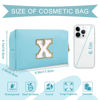 Picture of Small Personalized Initial A-Z Preppy Patch Makeup Bag,PU Chenille Letter Travel Cosmetic Pouch with Zipper,Blue Cute Toiletry Bag,Gift Ideal for Teen Girls Women Teacher Bridesmaid,Letter X