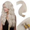 Picture of Moresoo Keratin Bond Hair Extensions I Tip Hair Extensions Blonde 24 Inch Straight I Tip Pre Bonded Hair Extensions 100% Remy Hair Colored #60A Platinum Blonde 40g/50s