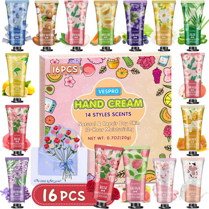 Picture of 16 Pack Hand Cream Gifts Set, Bulk Hand Lotion Travel Size for Dry Cracked Hands, Mothers Day Gifts for Mom, Mini Hand Lotion for Thank You Gifts with a Greeting Card, Teacher Appreciation Gifts