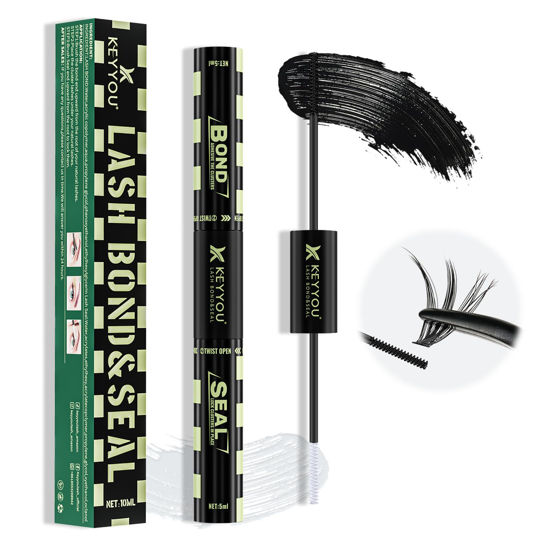 Picture of Lash Bond and Seal 10ML Bond and Seal Lash Glue KEYYOU Lash Cluster Glue Mascara for Long Lasting WaterProof Lash Extension Glue Black-5ml+5ml