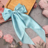 Picture of Furling Pompoms Oversized Hair Bows for Women,Large Satin Silky Hair Bow Clips Ribbon Long Tail French Barrette Hair Clamps Ponytail Hair Accessories Party Wedding (Sky Blue)