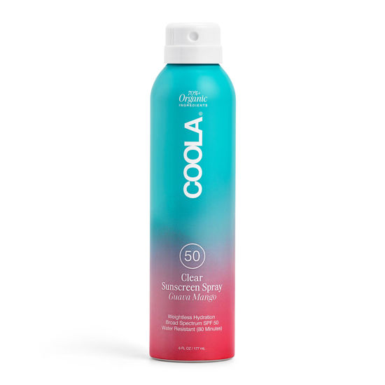 Picture of COOLA Organic Sunscreen SPF 50 Sunblock Spray, Dermatologist Tested Skin Care For Daily Protection, Vegan And Gluten Free, Guava Mango, 6 Fl Oz