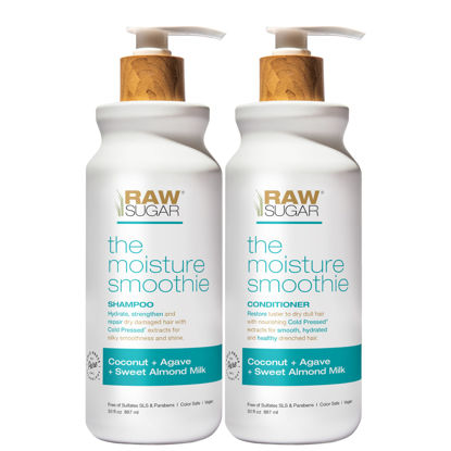 Picture of Raw Sugar Moisture Smoothie Shampoo and Conditioner Set, Moisturize & Nourish Dry Hair, Bulk Shampoo and Conditioner with Coconut Oil, Agave & Sweet Almond Oil, Formulated without Sulfates & Parabens