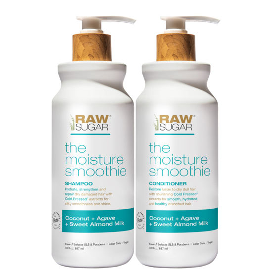 Picture of Raw Sugar Moisture Smoothie Shampoo and Conditioner Set, Moisturize & Nourish Dry Hair, Bulk Shampoo and Conditioner with Coconut Oil, Agave & Sweet Almond Oil, Formulated without Sulfates & Parabens