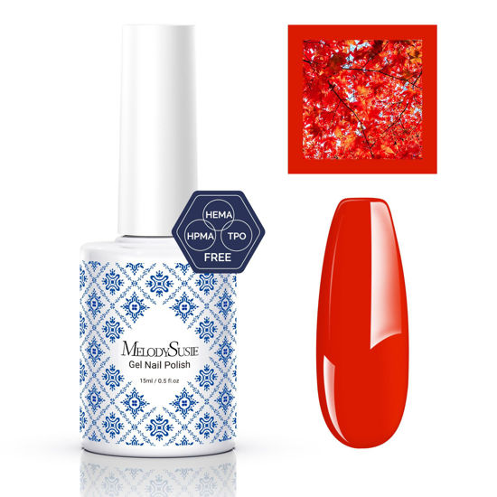 Picture of MelodySusie Fleurwee Plant-based UV Gel Nail Polish Hema Free 21 Non-Toxic Bright Orange Red P24 Long Lasting No Chip Christmas Gel Polish Gift for Women Finger Toe Nail Art Salon Manicure at Home