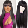 Picture of Straight Wigs with Bangs Human Hair Wigs for Black Women None Lace Front Wigs 150% Density Brazilian Virgin Hair Glueless Machine Made Wig Natural Color(20 Inch, Straight)